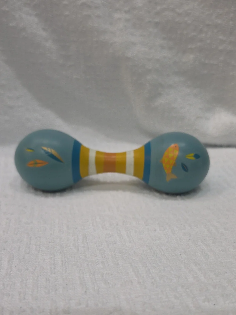 ☆ Moulin Roty - Le Voyage D'olga Blue Double Maracas Wooden Baby Rattle ☆